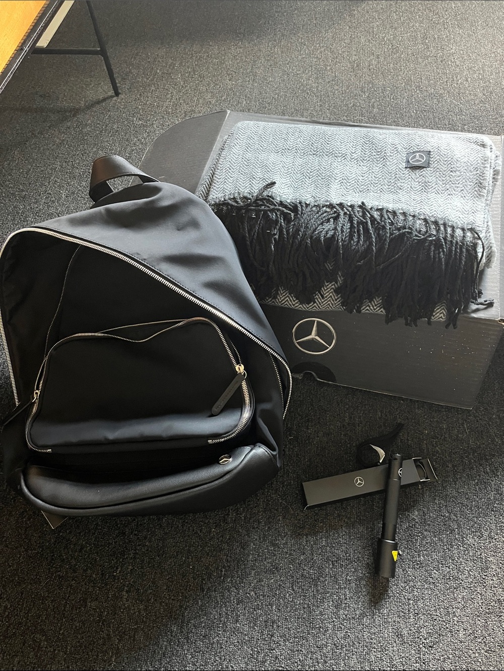Mercedes-Benz Black Men's Backpack with Silver Zippers